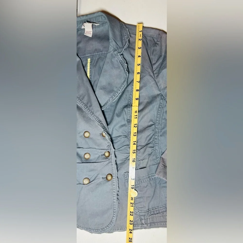 Sundance Gray Cotton Distressed Double Breasted Jacket Size L
